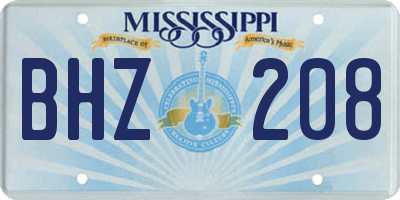 MS license plate BHZ208