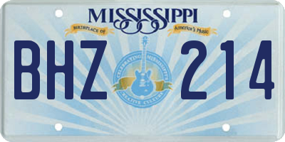 MS license plate BHZ214