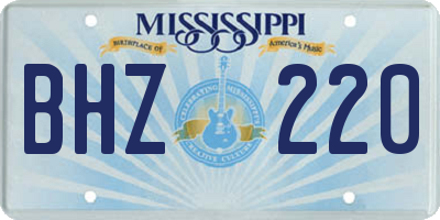 MS license plate BHZ220