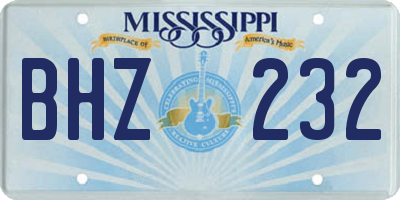 MS license plate BHZ232