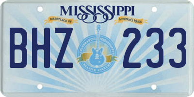 MS license plate BHZ233