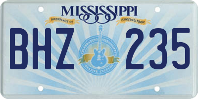 MS license plate BHZ235