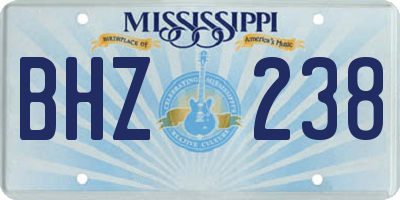 MS license plate BHZ238