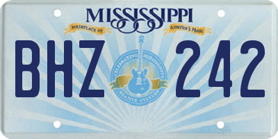 MS license plate BHZ242
