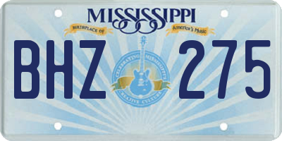 MS license plate BHZ275