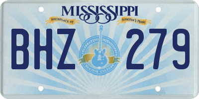 MS license plate BHZ279