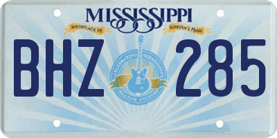 MS license plate BHZ285