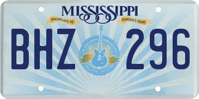MS license plate BHZ296
