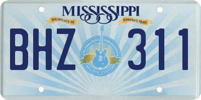 MS license plate BHZ311