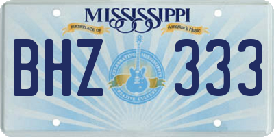 MS license plate BHZ333