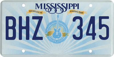 MS license plate BHZ345
