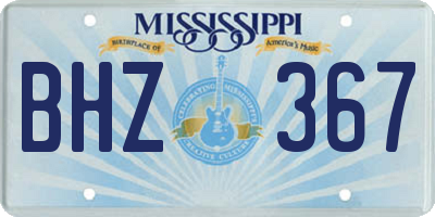 MS license plate BHZ367