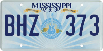 MS license plate BHZ373