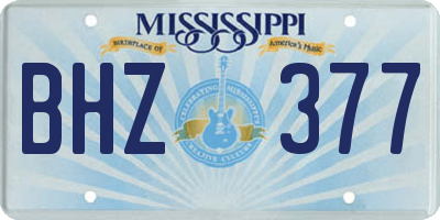 MS license plate BHZ377