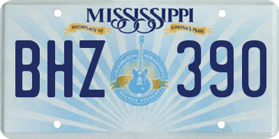 MS license plate BHZ390