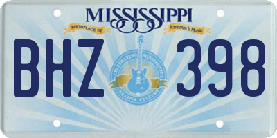 MS license plate BHZ398