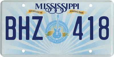 MS license plate BHZ418