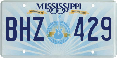 MS license plate BHZ429