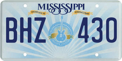 MS license plate BHZ430