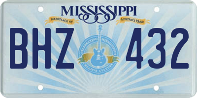 MS license plate BHZ432
