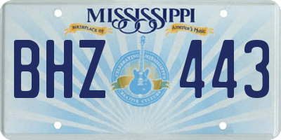 MS license plate BHZ443