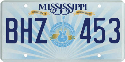 MS license plate BHZ453