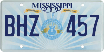 MS license plate BHZ457