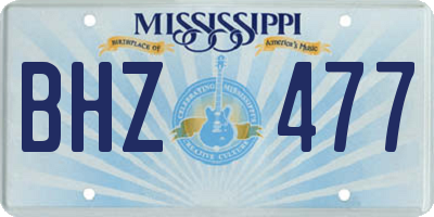 MS license plate BHZ477