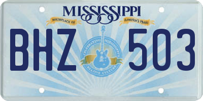 MS license plate BHZ503