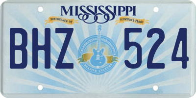 MS license plate BHZ524
