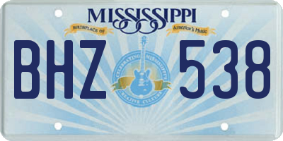 MS license plate BHZ538