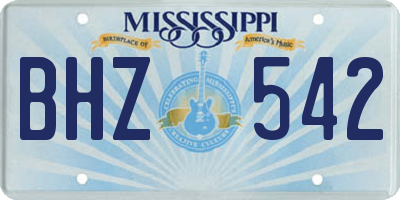 MS license plate BHZ542