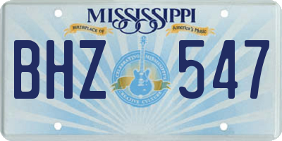 MS license plate BHZ547