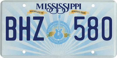 MS license plate BHZ580