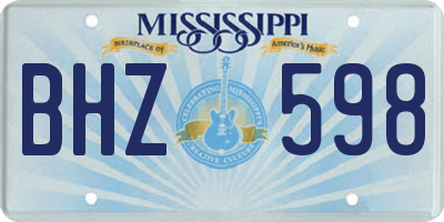 MS license plate BHZ598