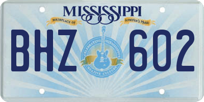 MS license plate BHZ602