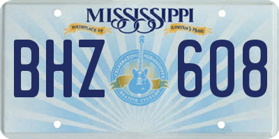 MS license plate BHZ608