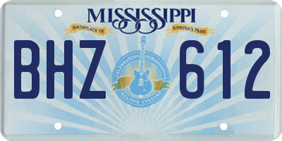 MS license plate BHZ612