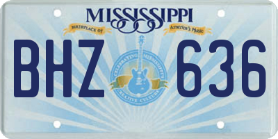 MS license plate BHZ636
