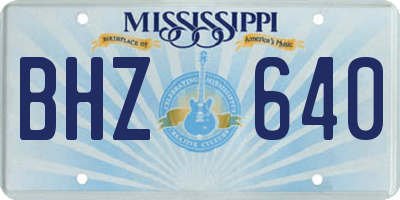 MS license plate BHZ640