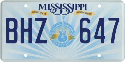 MS license plate BHZ647