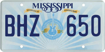 MS license plate BHZ650