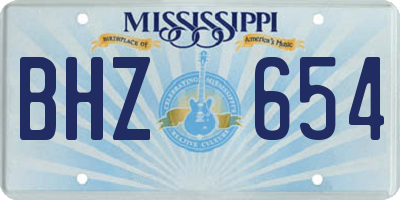 MS license plate BHZ654