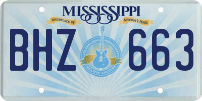 MS license plate BHZ663