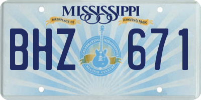 MS license plate BHZ671