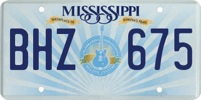MS license plate BHZ675