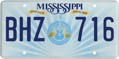 MS license plate BHZ716