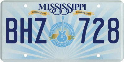 MS license plate BHZ728