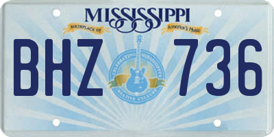 MS license plate BHZ736