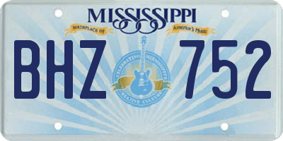 MS license plate BHZ752